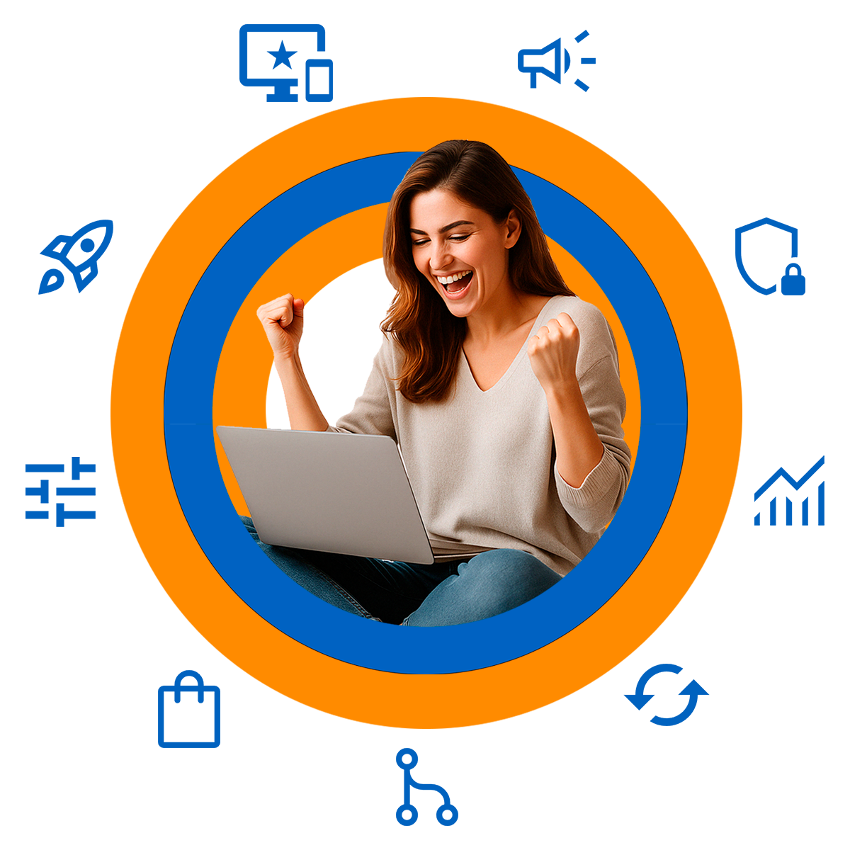 Ilustração de cliente satisfeito com site